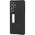 iCoverCase Compatible with Samsung Galaxy S21 Ultra Case with S Pen Holder, Magnetic Metal Kickstand Shockproof Matte Soft TPU Full Protective Case (S-Pen Not Included), Matte Black