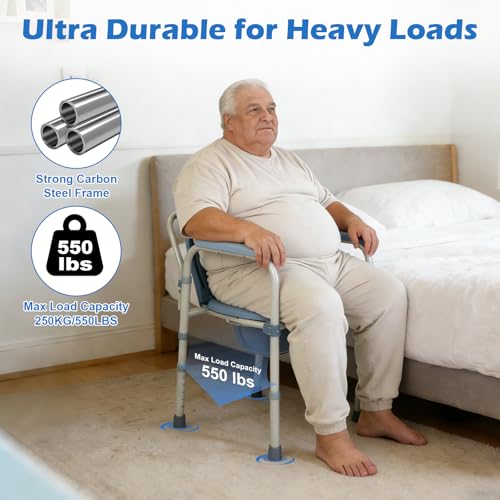 Elderly Portable Elderly Portable Adult Toilet Chair 5 Adjustable Heights, Portable Adult Toilet, Elderly Toilet Chair with Bucket/with Armrests for Pregnant Women with Disabilities (250 kg)