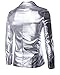 CIC Collection Men's Metallic Slim Fit Casual Two Button Blazer Jacket, Silver, US L / Tag XL