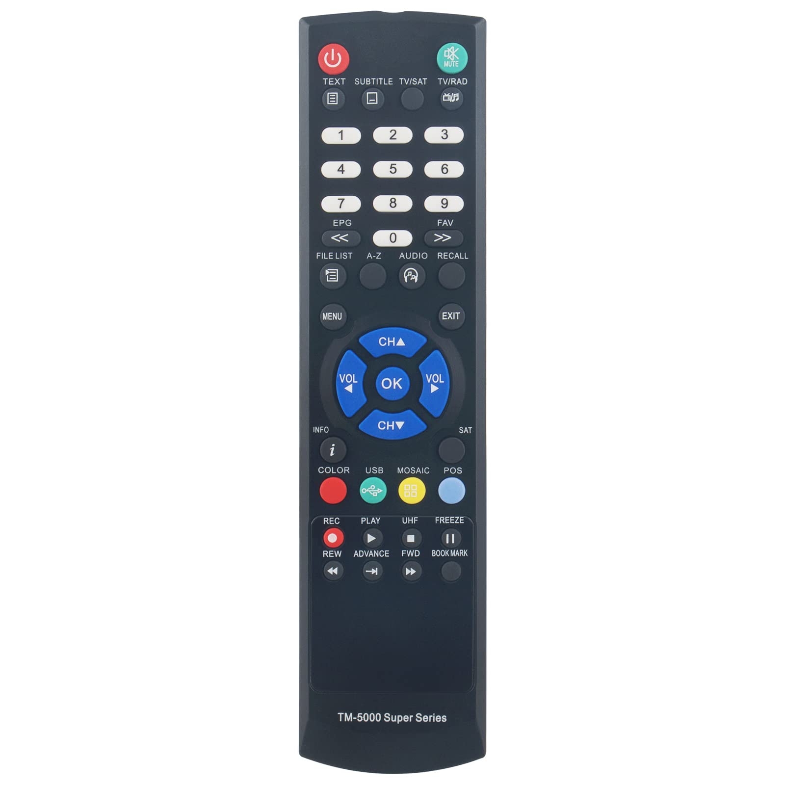 TM-5000 Replacement Remote Control fit for Technomate Digital Satellite Receiver TM-5200D M2 USB Super+,TM-5300D M2 USB Super+,TM-5600 C1 USB Super+,TM-5400 C1+ M2 USB Super+