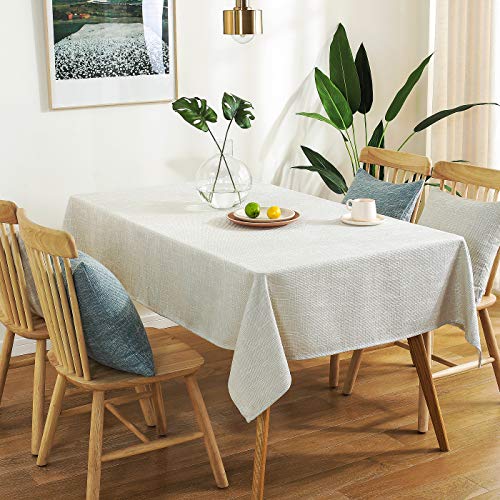 AmHoo Rectangle Heavy Weight Tablecloth Waterproof Cotton Linen Table Covers for Kictchen Dining Indoor and Outdoor Use 60×104Inch Beige