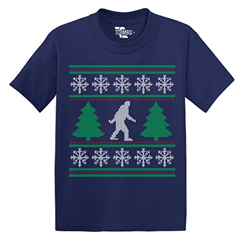 Tcombo Bigfoot Walking Between Christmas Trees - Big Foot - Toddler Little Boy/Infant T-shirt (5T, Navy Blue)