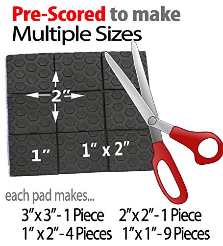 "SlipToGrip" NON SLIP Furniture Pad Grippers - Stop Slide - Multi Size (12 Pads - 3"x3") - Various Sizes - Pre-Scored - 3/8" Felt Core - Anti Slip Rubber - No nails, No glue.