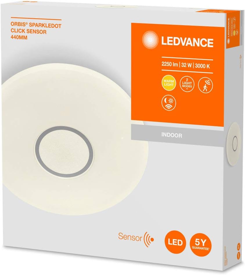 LEDVANCE LED Wall and Ceiling Luminaire in Glitter Optics with Motion Detector, Warm White (3000K) - Image 4