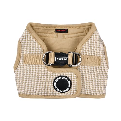 Puppia Amatus Dog Vest Harness B (Step-in) Fashionable Houndstooth Pattern Spring Summer Harness for Small and Medium Dogs, Beige, Small
