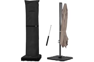 ZENICHAM Patio Umbrella Parasol Cover with Air Vent,600D and Waterproof Cantilever Umbrella Covers, Anti-UV Umbrella Covers with Telescopic Support Pole (3-Black, Cantilever 9'-13')