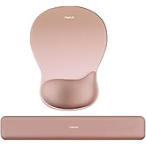 MOSISO Wrist Rest Support for Mouse Pad&Keyboard Set, Ergonomic Mousepad with Concave Curved Memory Foam, Non-Slip Base Pain Relief Comfortable Rectangular Easy Typing Pad for Home/Office, Brown