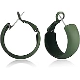 Unique Bohemian Matte Round Hoop Earrings Large Retro Neon Color Circle Earrings Multicolor Pierced Classic Lightweight Loops for Women Party Jewelry