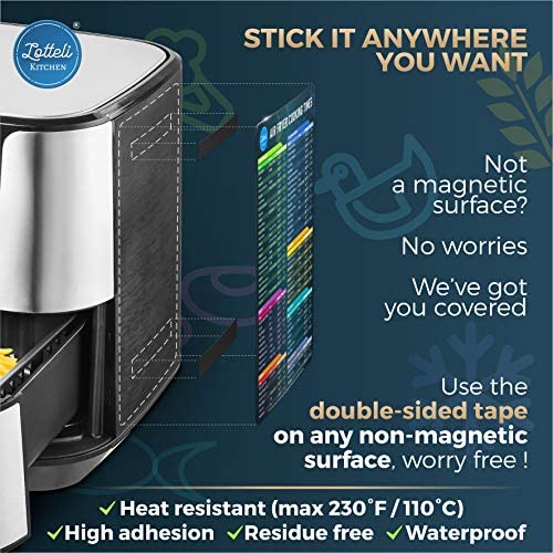 Air Fryer Magnetic Cheat Sheet Set - Air Fryer Accessories Cookbook - As Seen on The Today Show an Easy to Use AirFryer Time Chart Set - Strong Magnet Quick Reference Cooking Guide for Frying (Black)