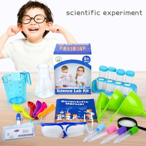 AM ANNA Kids Experiments Science Kit with Lab Coat, Scientist Costume Role Play Tools Educational Learning Set,Scientist Costume Dress Up and Role Play Toys Gift for Boys Girls Kids