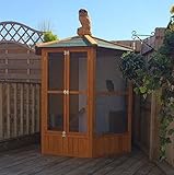 H&ouml;lzerne Vogel- Voliere Hexagonal Entwurf