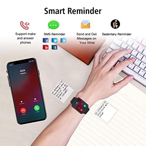 Smart Watch Compatible iOS iPhone Android Samsung，WJPILIS Bluetooth Smart Watch Touchscreen Fitness Activity Tracker with Camera Sleep Monitor Step Counter SIM SD Card Slot for Women Men Kids (Black)