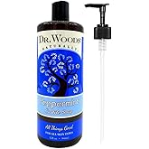 Dr. Woods Peppermint Liquid Castile Soap with Pump - Castile Soap with Pure Peppermint Oil, Body Wash for Men and Women, Contains Olive Oil, Natural Cleaner for Face, Hands, and Body - 32 Fl Oz