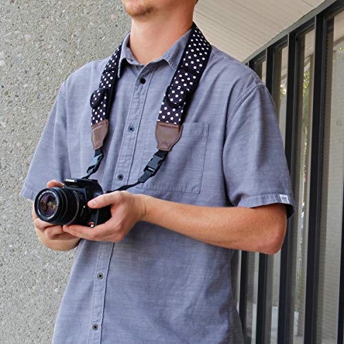 USA GEAR TrueSHOT Neck Strap Neoprene Camera Straps Padded Camera Strap, Pockets, and Quick