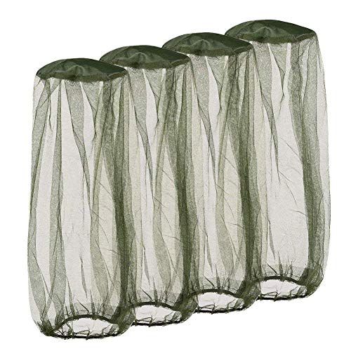 Silkclo 4 Pack Mosquito Head Net,Lightweight Face Mesh Head Cover Insect Repellent Netting Fly Screen Protection for Camping,Hiking,Traveling,Fishing (4Pack)