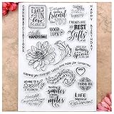 Kwan Crafts Happy Birthday Good Luck Flowers Leaves Clear Stamps for Card Making Decoration and DIY Scrapbooking