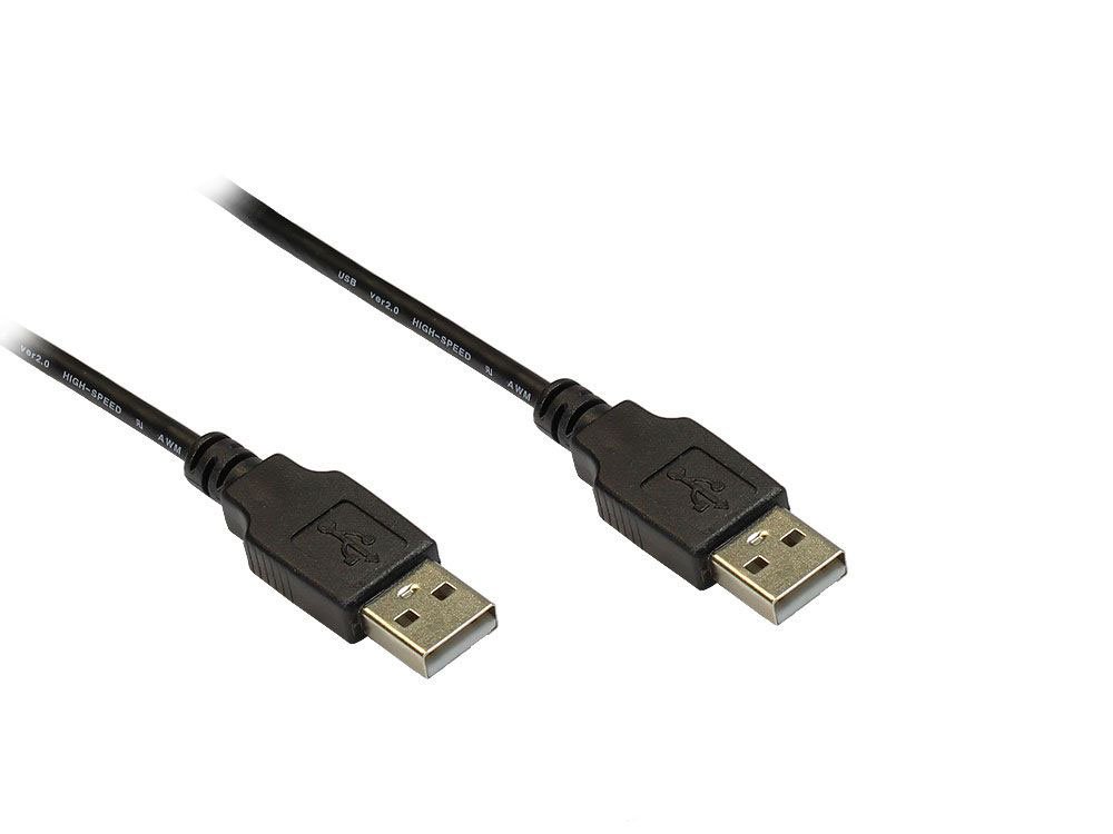 Good Connections Connection Cable USB 2.0 Male A to Male A, Foil and Braid Shielding, Copper Wire black 1.8 m