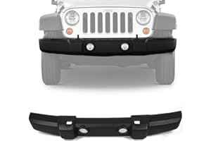 G-PLUS Front Bumper Cover w/Fog Light Holes & Tow Hook Holes Compatible with Jeep Wrangler JK 2007-2018 Replacement for 1FN67RXFAA CH1000900 Textured Black