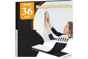 NESCCI Picture Hanging Strips,Picture Hanger Kit,Removable Damage Free,Picture Hanging Hooks,Used for Frame Hanging and Holiday Decorations.Black,18-Pairs (36 Strips)