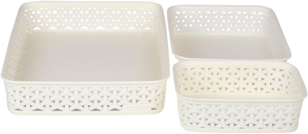 Bel Casa Royal Baskets for Storage - White, Set of 3 (A4, A5 and A6)
