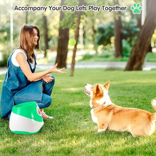 Automatic Dog Ball Launcher, Interactive Dog Toys Tennis Balls Thrower for Small and Medium-Sized Dogs, Green 26 * 27 * 21Cm