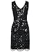 PrettyGuide Women's 1920s Gatsby Sequin Art Deco Scalloped Hem Cocktail Flapper Dress S Black