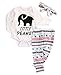 Newborn Infant Baby Boy Girl Elephant Headband+Romper+Pant Leggings Outfits Set (0-3M, White)