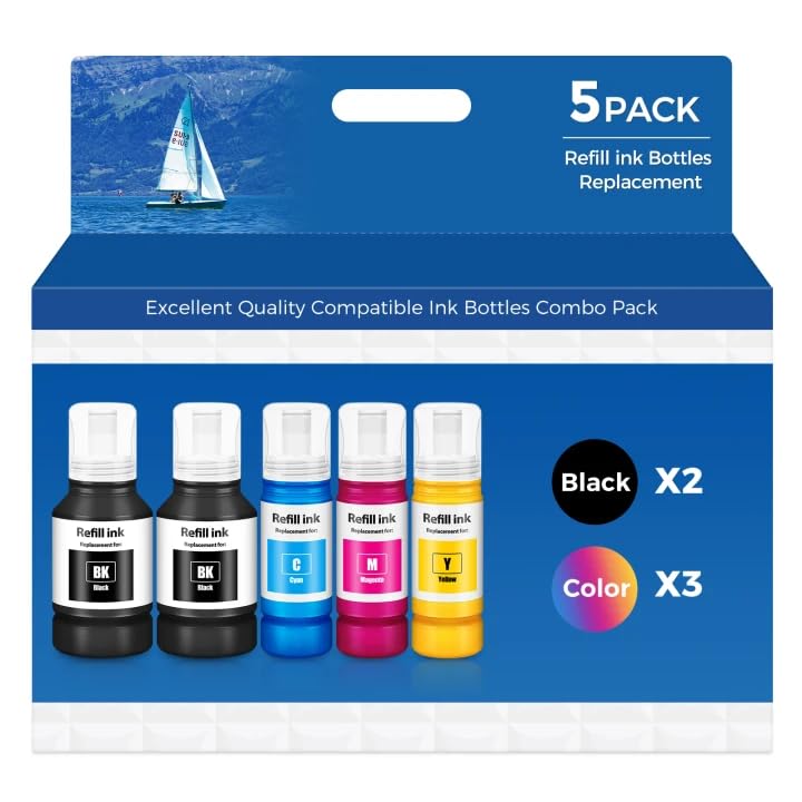 Compatible for EPT502 Ink Refill Bottles ET-2850 ET-3850 ET-4850 ET-15000 Ink Refill for ET 2850 ET 3850 ET-4760 ET-3760 ET-4950 ET-2760 ET-3830 ET 4850 ET 4950 ET 15000 ET 3760 ET-2980 ET-3950 Ink