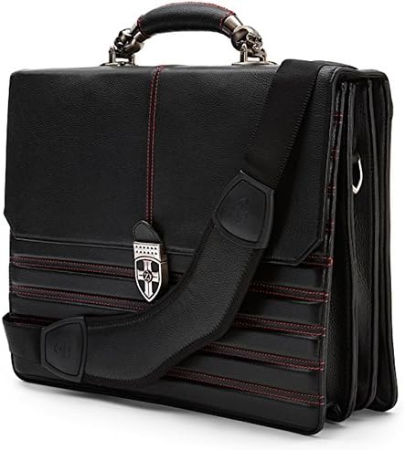 Black Leather 17-inch Laptop Designer Briefcase