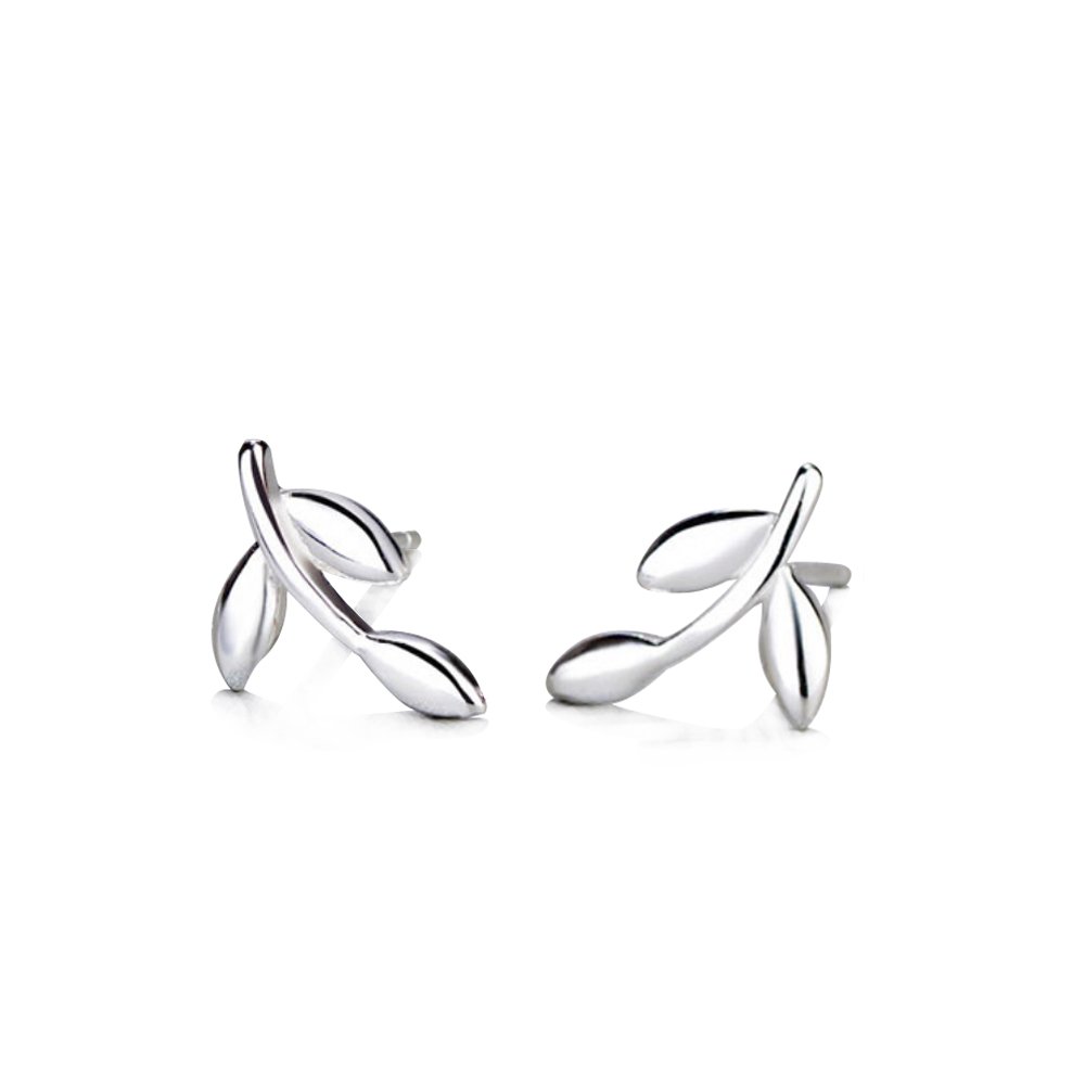 Belons 925 Sterling Silver Elegant Leaves Stud Leaf Earrings for Women Girls