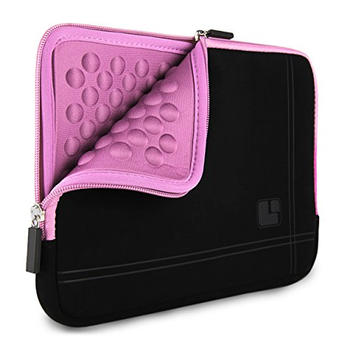 Sumaclife 15" Microsuede Hybrid Padded Sleeve Pouch Case [Pink] for HP 14 15.6 Inch Laptop (Envy