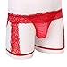 Mens Sexy Lace Boxer Briefs Sissy Pouch Crossdress Panties See-through Garter Thong G-string Bikini Shorts Underwear, Red, Medium
