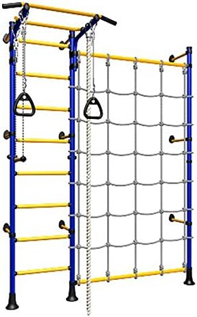 Playground Set with Cargo Net Climbing Wall for Kids / Indoor Wall Gym Training Sport Set with Accessories Equipment: Trapeze Bar Swing Set, Climber, Climbing Rope, Jump Rope / Suit for Backyard, School and Kids Room / Comet Next 3