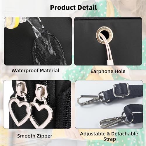 JANKS Small Crossbody Bag for Women - Mini Phone Purses with Crossbody Strap and Wallet - Nylon Arm Bag