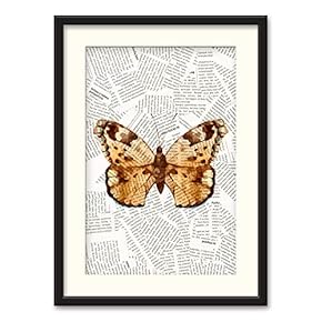 Black Paper Framed Canvas Wall Art for Living Room, Bedroom Animals or Plants Pop Up Vintage Newspaper Backgroud Canvas Prints for Home Decoration Ready to Hanging - 23x31 inches