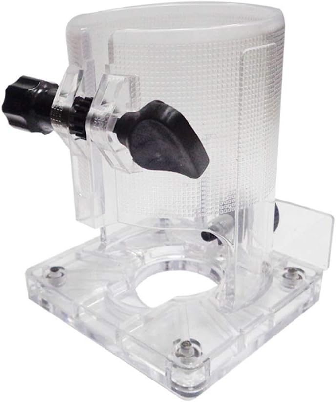 UKSAT Woodworking Trimmer Base - 65mmTransparent Hard Plastic Electric Trimmer Base with 2 Knobs and Mounting Accessories,Power Tool Protective Shield for Makita 3703