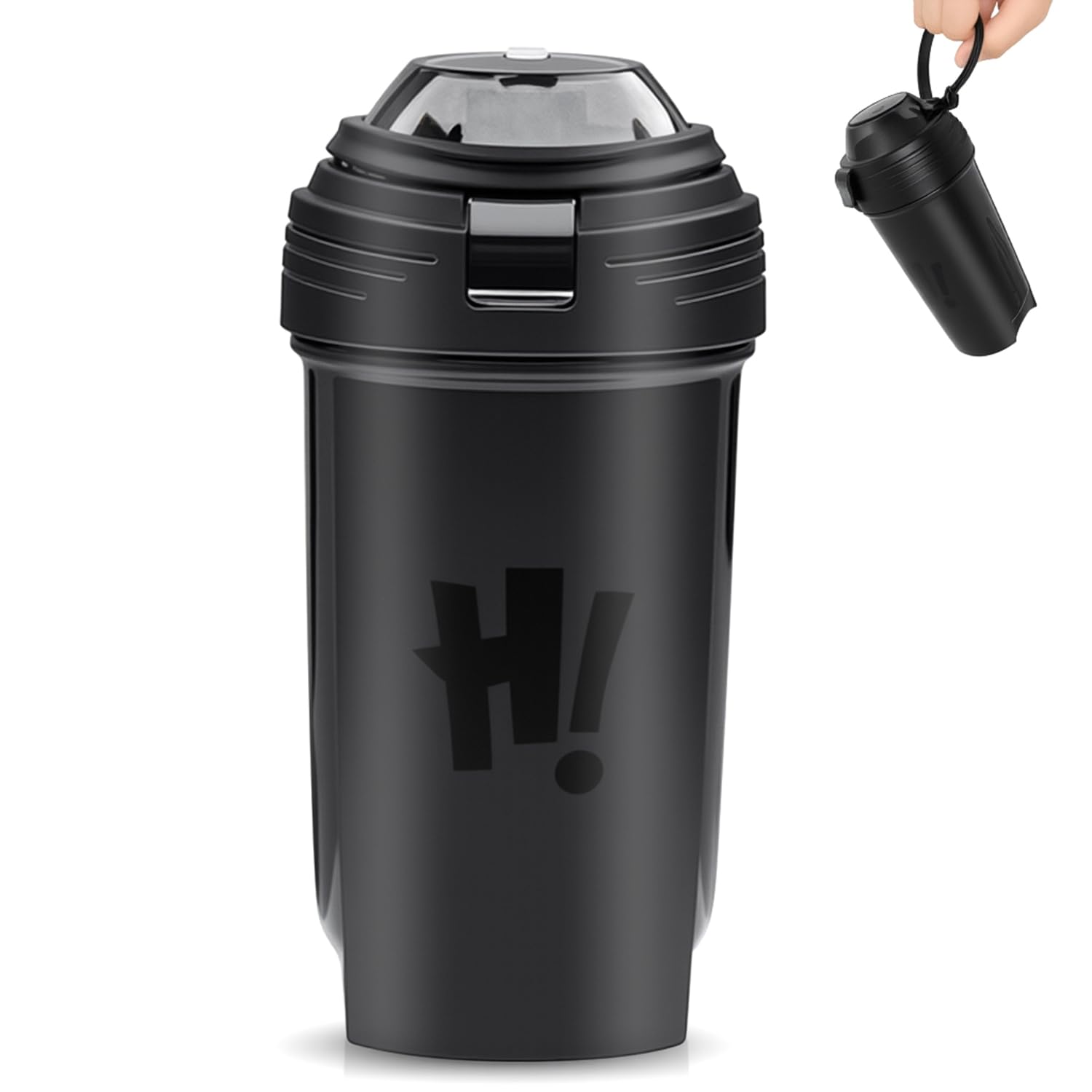 bellmeanin Protein Shaker Bottle, 500ml Protein Shaker With Mixing Ball, Leak-Proof, BPA Free for Mixing Powdered Shakes Gym Outdoor Trips (Black)