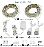 Motion Activated Bed Light Emotionlite LED Motion Sensor Bedside Light Strip Bias Lighting Bedroom Light with Automatic Off Warm White 1600K(Under Bed Cabinet Dark Corner)(Double Strip/Queen Bed)