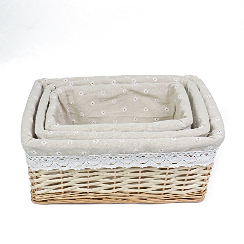 MEIEM Utility Storage Baskets, Woven Wicker Storage Baskets with