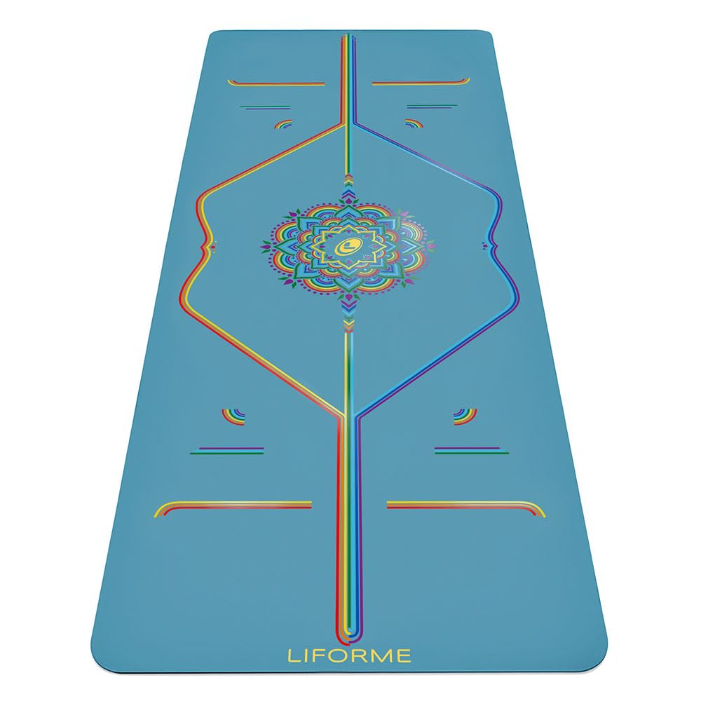 Liforme Printed Travel Yoga mat – Free Yoga Bag, Patented Alignment System, Warrior-like Grip, Non-slip, Eco-friendly and Biodegradable, Ultra-lightweight, Sweat resistant, Long, Wide and Thick