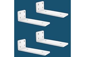 MLOQI 4 Pack Floating Shelf Bracket Heavy Duty, Hidden Shelf Brackets 5mm Thick L Brackets for Shelves up to 50 KG (White 20cm)