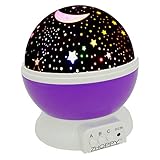 ZHOPPY Night Light for Kids, Star and Moon Starlight Projector Bedside Lamp for Baby Room and Kids Bedroom Decor - Birthday Gifts for Kids, Purple