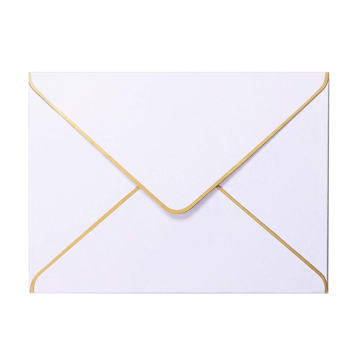 KUCHYNEE Pearlescent White Envelopes with Golden Edge, 25 Pack, A7 Size, 5.3 x 7.6 Inches, Tuck Flap Closure, Luxurious Pearls, Glossy, Perfect for Invitations, Wedding, Photos, Bridal Shower