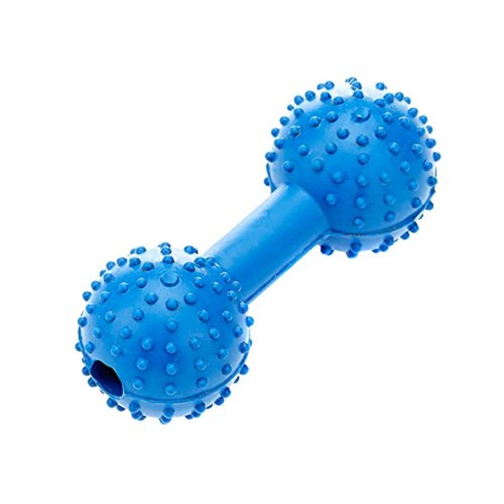 CLASSIC Pet Products Rubber Pimple Dumbbell with Bell, 110 mm, Blue โ image 1
