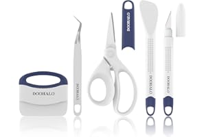 DOOHALO Weeding Tools for Vinyl Craft Weeder Tools Bundle for Cricut Silhouette Vinyl Paper Knife Scraper Spatula Tweezers Scissors Basic Accessories Set