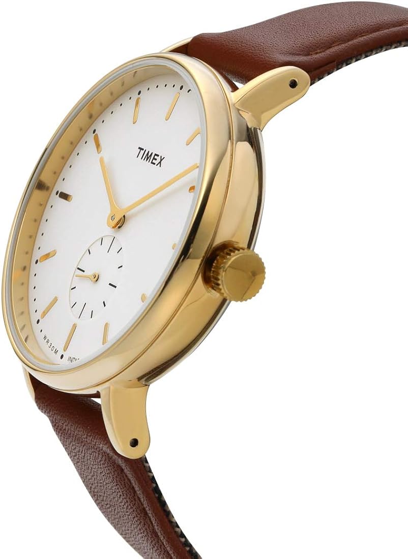 Timex Mens Quartz Watch, Analogue Classic Display and Leather Strap TW2R37900, Brown - Image 5