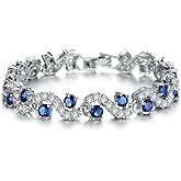 Crystalline Azuria 18K White Gold Plated Tennis Bracelets Cubic Zirconia Crystals in Jewelry Box for Women