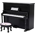 GANAZONO 1:12 Scale Dollhouse Piano - Miniature Wooden Upright Piano With Stool