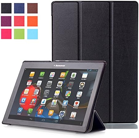 DHZ Compatible Leather Case Replacement for Lenovo Tab 2 A10/Tab3 10 Plus/Tab3 10 Business 10.1 inch Tablet- Ultra Slim Lightweight Smart Cover,Black