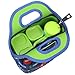 Kids Robots Neoprene Lunch Bag with ID Card Pocket | Identi-Tote by GOPRENE | Insulated, Reusable, Foldable, Washable, Color: ROBOT BLUE, + 3 Blank Name Cards